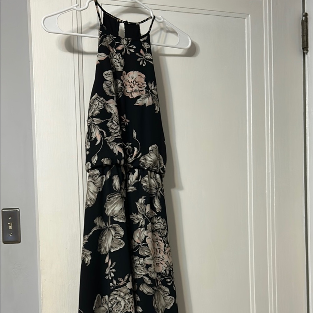 Black and Cream Halter Neck Backless Sundress